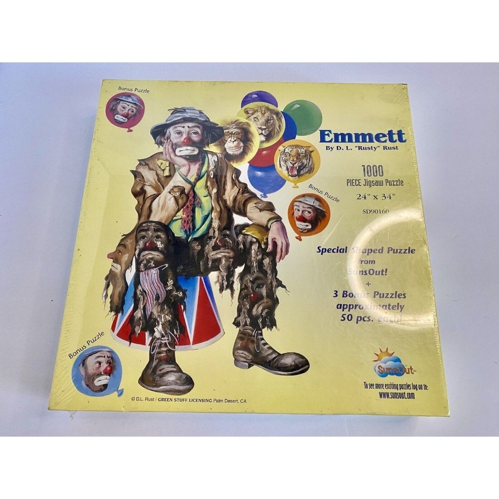 Emmett Clown 1000 pcs Jigsaw Shaped Puzzle Suns Out Plus 3 Extras New/ Sealed